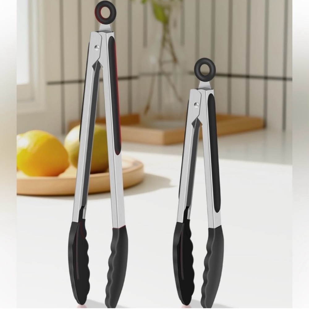 2 sets Red Kitchen Tongs.  Comes in Black too